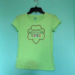 Girl Scouts Lime Green Rhinestoned Girls Tee Size L